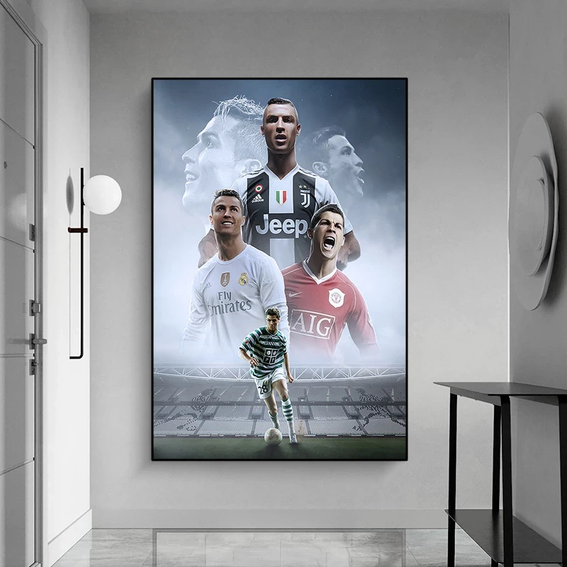 Modernios futbolo žvaigždė Ronaldo portretas futbolo žaidėjas foto drobė menas spausdinti ant sienos kambarį, namų projektavimas