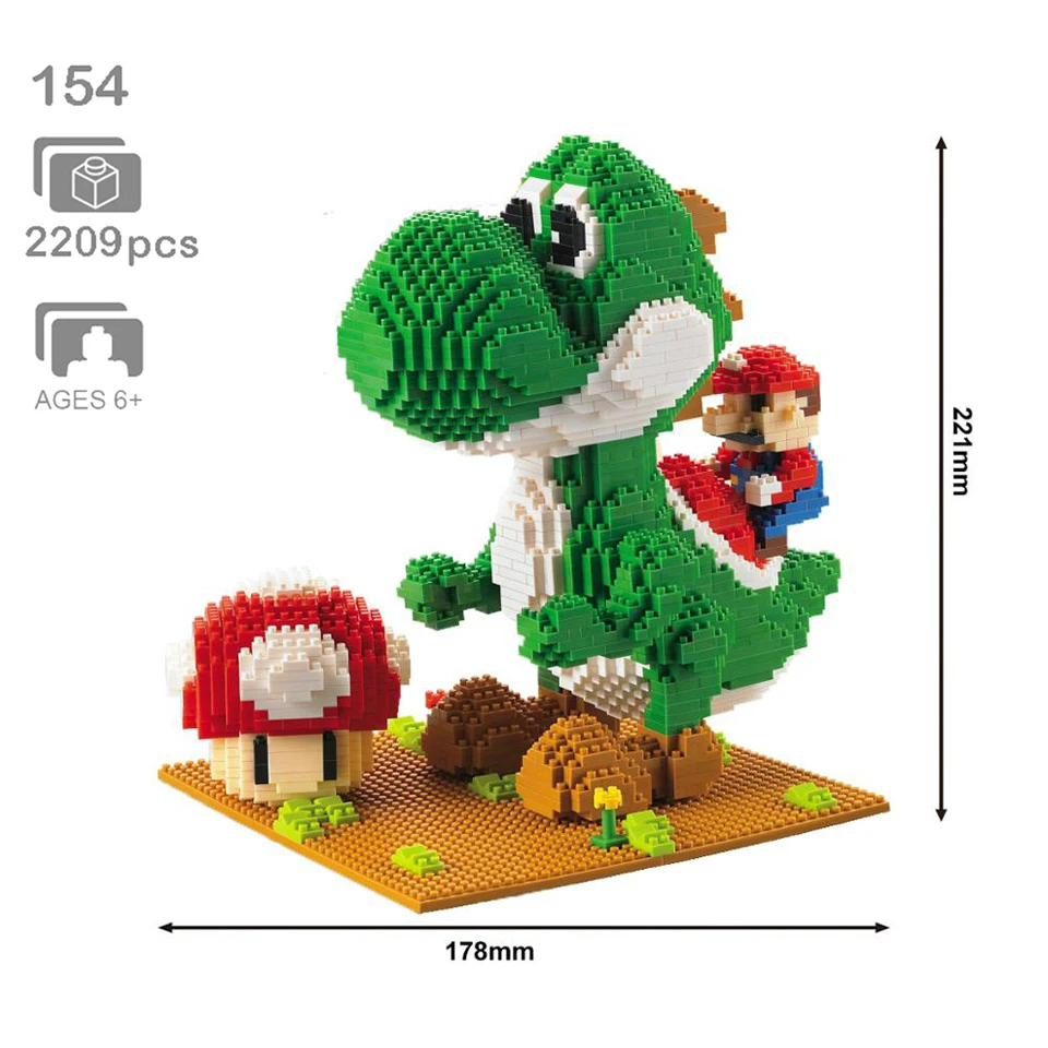 LNO 154 Super Žaidimas Mario ir Yoshi 3D Modelio Kūrimo Bloką 2209pcs 