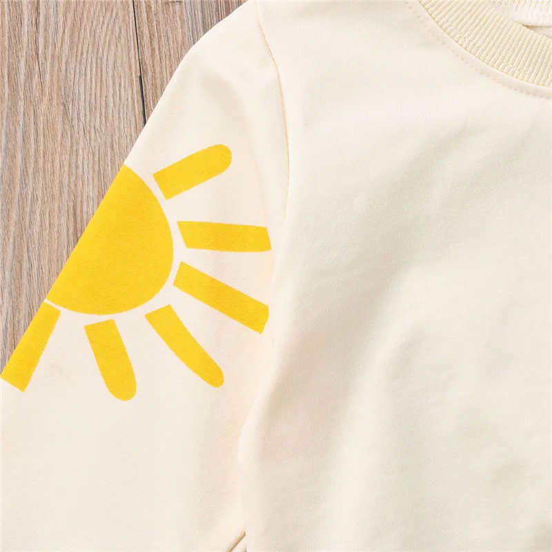 Baby Girl Drabužiai Vaikas Vaivorykštė Saulės Drabužius T-Shirt Rudenį Palaidinukė Prakaitavimas 1-6T