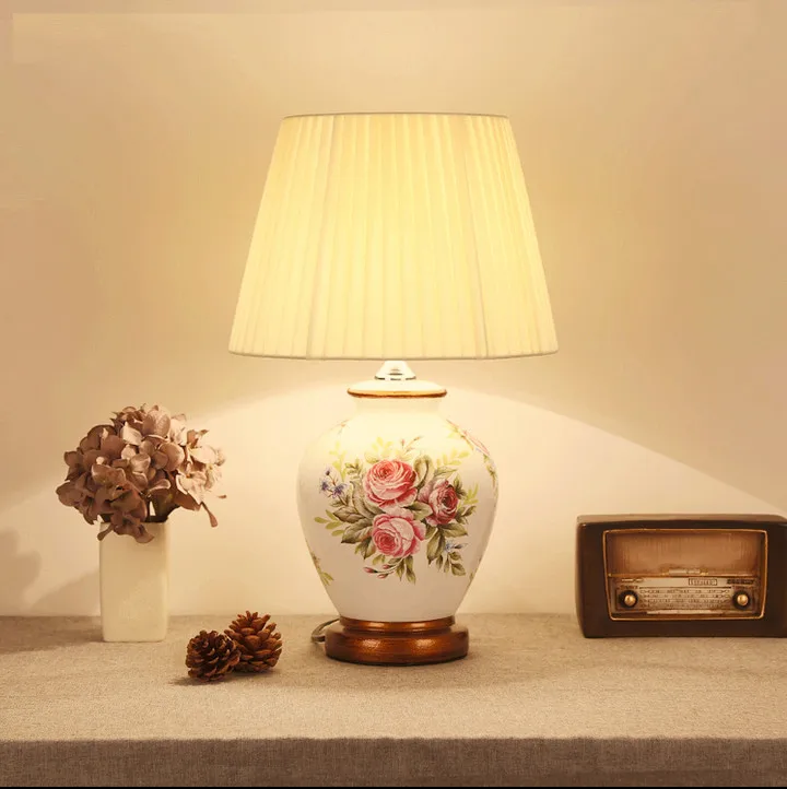 Kinų stiliaus balta gėlė keramikos Stalo Lempos Mados dimeris/touch medžiaga E27 LED lempa naktiniai&fojė&studija&arbata kambaryje MF005