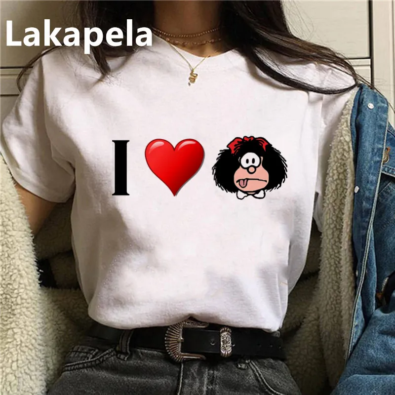 Moterų marškinėliai Animacinių filmų PAZ Mafalda ar QUIERO Kavinė Spausdinti Moteris Tshirts Harajuku Grafinis Marškinėliai linksma Mergina Viršuje Ropa de Mujer 2020 m.