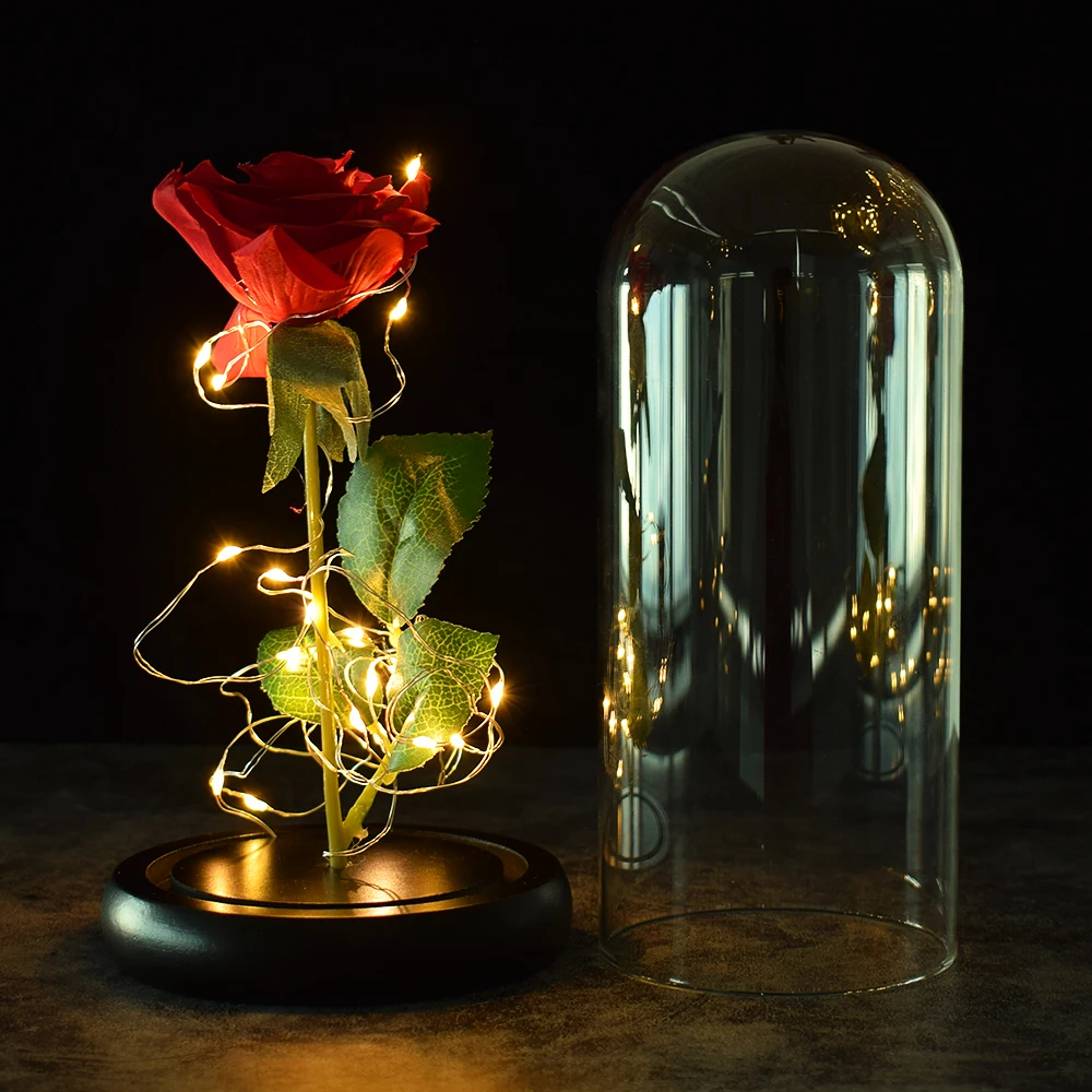 Gražus Baterija LED Rose Stiklo Butelis, Styginių Šviesos Stalo Lempos Romantiška Valentino Dienos, Gimtadienio Dovana, Namų Puošybai