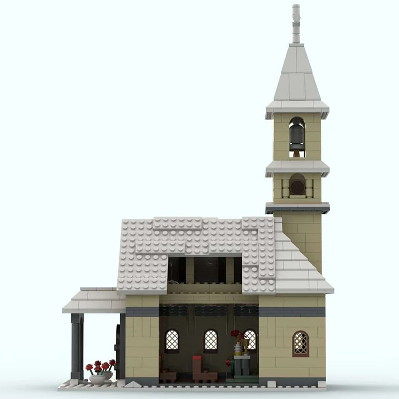 Buildmoc Miesto Pastatai Žiemą Kaimo Bažnyčios Ss Miesto Namas Street View Katedros Architektūra Rinkiniai, Nelyginant Žaislai, Dovanos