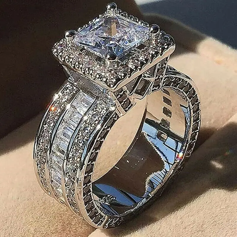 Ponios Žiedas Žavesio Mados Dizaino Aikštėje Cirkonis Žiedas Moteris Prabanga Jubiliejų Dovana Vestuvių Papuošalai