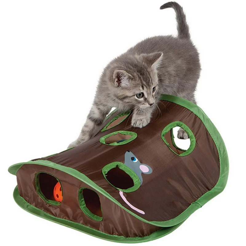 Naminių Kačių Interaktyvus Slėpti Siekti Žaidimas 9 Skyles Tunelio Pelės Medžioklė Žvalgybos Žaislas Augintiniui Užverstos Kačiukas, Sulankstomas Žaislai