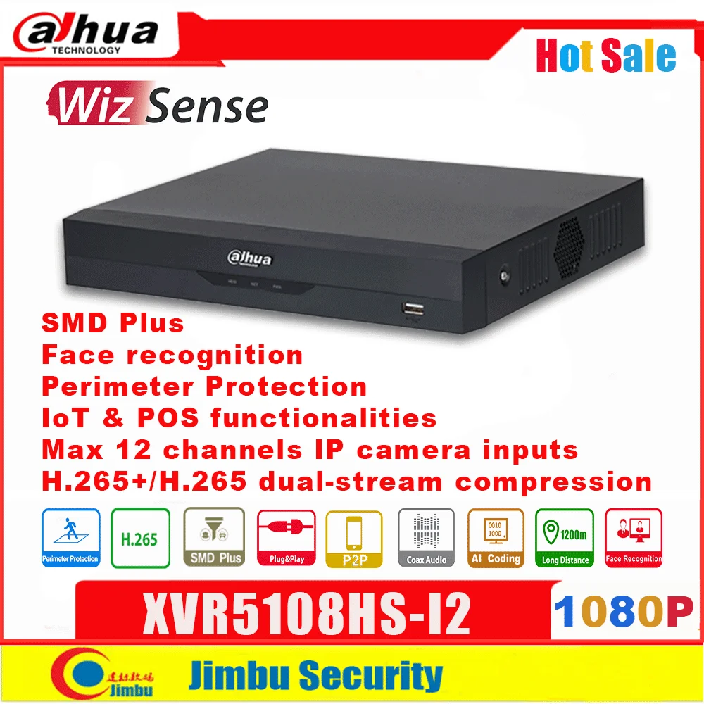 Dahua XVR 1080P XVR5104HS-I2 4 Kanalų Penta-brid 5M-N/1080P Kompaktiškas 1U WizSense Skaitmeninio Vaizdo įrašymo SMD Plius H. 265+