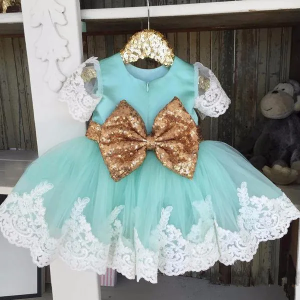 2018 Nėrinių Baby Girl Dress China Bow Gėlių Princesė Kūdikių Dress Kūdikių Mergaitę Elegantiškas Gimtadienio Suknelė Vestuves