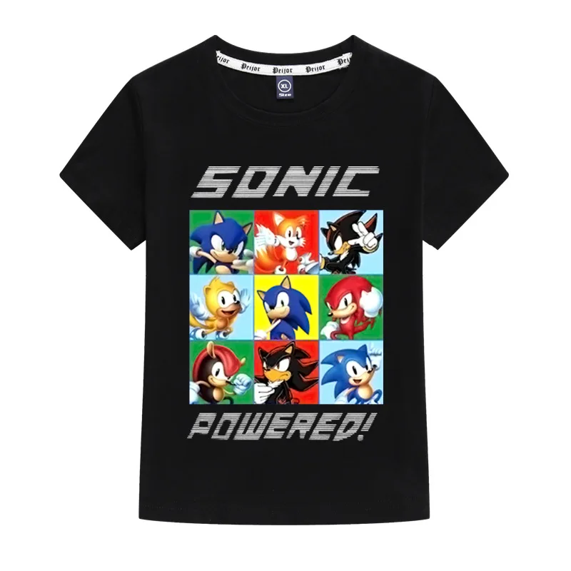 2-14Y 2020 metų Vasaros Sonic The Hedgehog Marškinėliai Vaikams Drabužių Berniukų marškinėliai Bamblys Merginos Šukuotinės Medvilnės Vaikų Mados Atsitiktinis Tees
