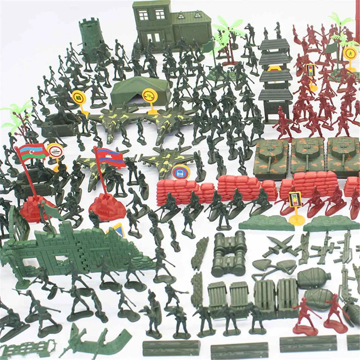330pcs Karinės Plastikiniai Modelis Playset Rinkinys Žaislo s Sumos Priedai Modelis Sandbox Žaidimas Karinės Armijos Vyrai Pav.