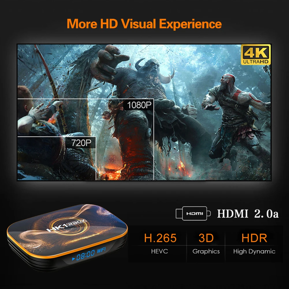 4GB 128GB HK1 RBOX R1 TV Box CPU RK3318 Android 10.0 QuadCore 4K TV Box HDMI suderinamus 2.4 G/5G WiFi IR Kontrolės USB3.0 100M