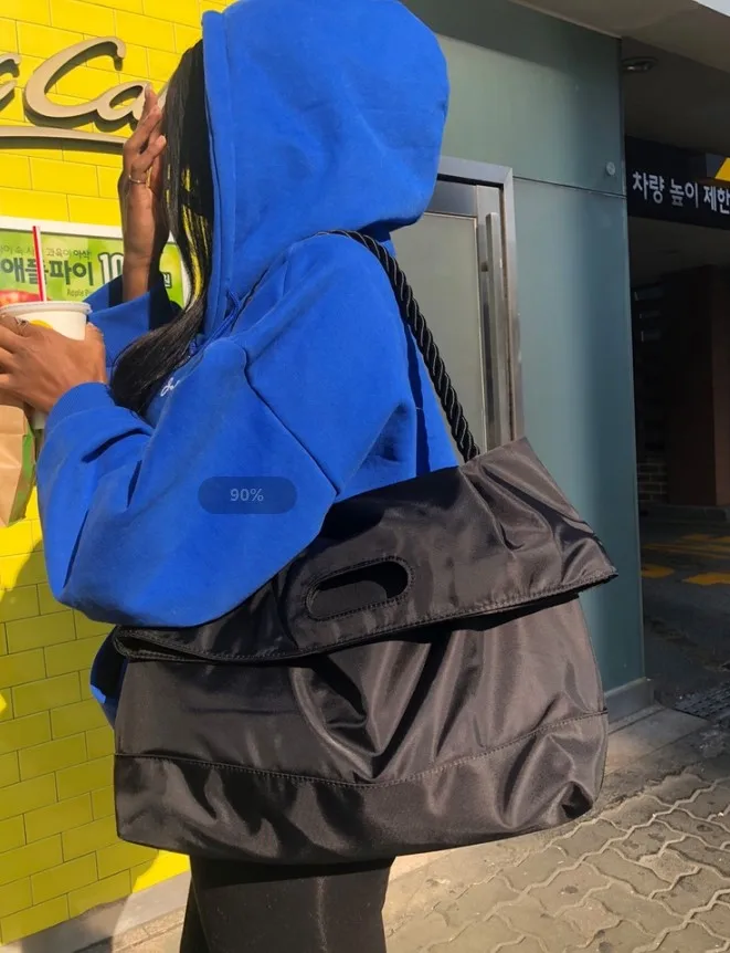Moterų nailono rankinės didelės talpos kelioninis krepšys Atsitiktinis moterų pečių maišą didelis entire juoda crossbody krepšiai bolsas