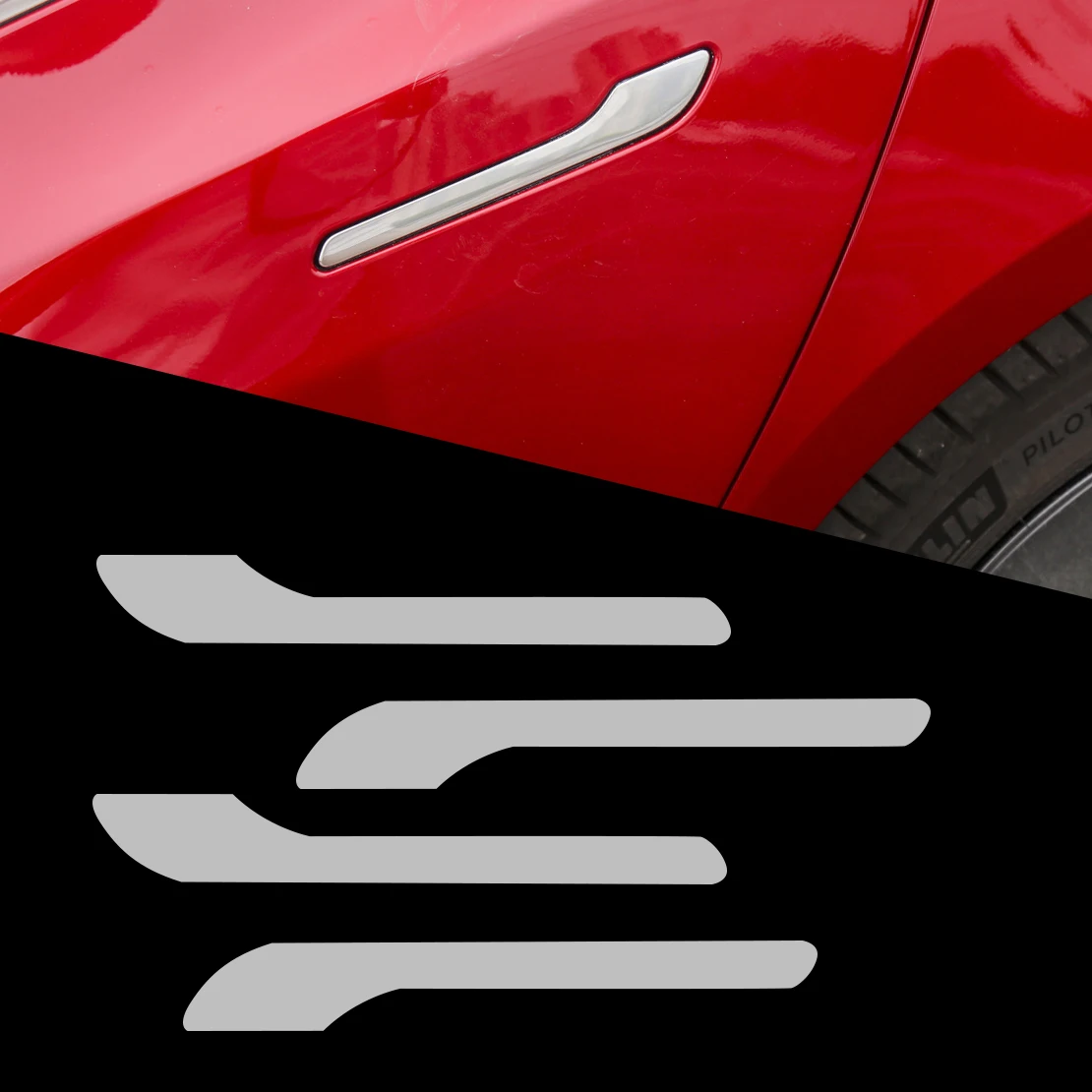 Beler 4Pcs PRF Automobilių Durų Rankena Wrap Dangtelio Lipdukas Apsauginės Plėvelės Stilius Tinka Tesla Modelis 3