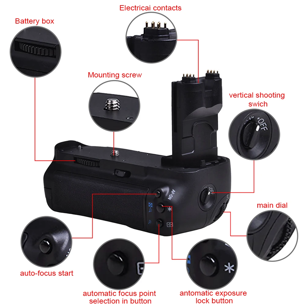 Batmax BG-E7 Baterijų Rankena Canon EOS 7D Digital SLR Fotoaparatas kaip BG-E7 Baterijų Rankena Dirbti su LP-E6 arba 6X AA Dydžio Baterijos