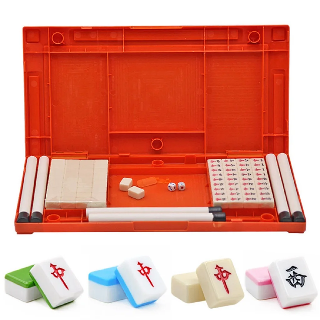 Mini Mahjong Nešiojamų Kelionių Stalo Žaidimas Kinų Mahjong Rinkinys Su Sulankstomas Stalas
