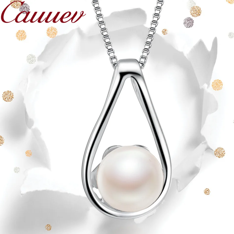 925sterling sidabro karoliai pakabukas moterims, originali realių AAAA aukštos kokybės Natūralių gėlavandenių perlų pakabukas jewelry8-9mm