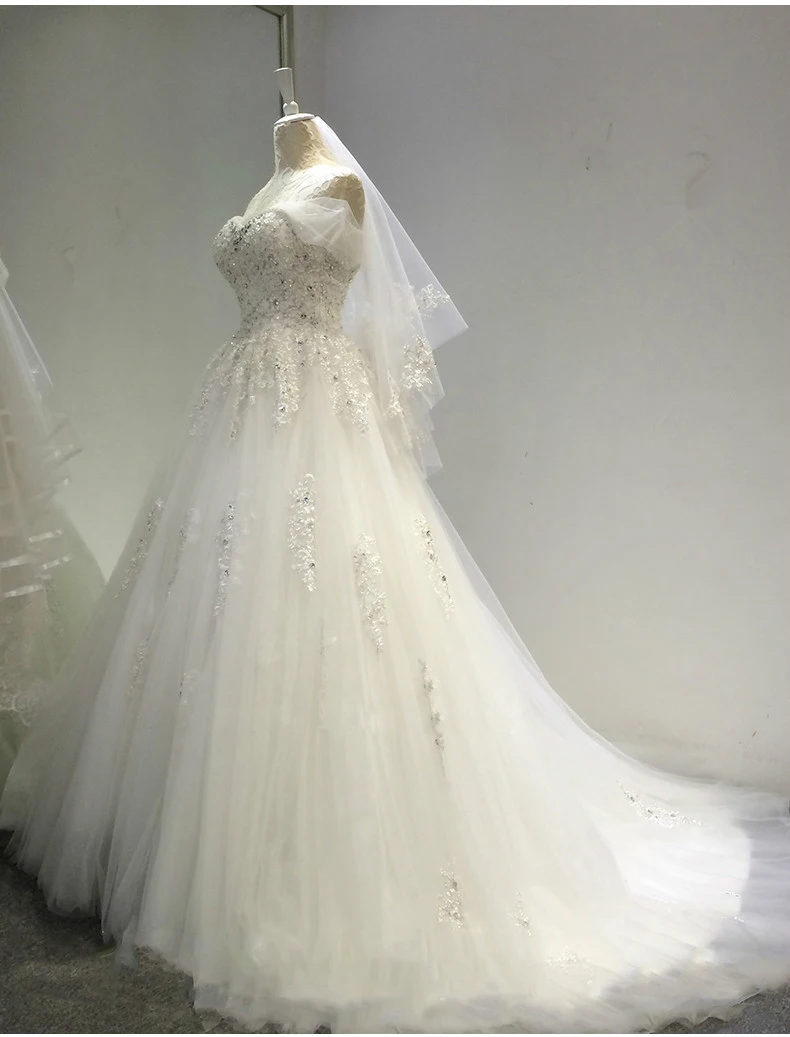 Nekilnojamojo Naujas Dramblio kaulo boho Vestuvių suknelė, vestidos de novia kamuolys suknelė duobute kristalų vestuvių suknelės princesė vestuvių suknelė