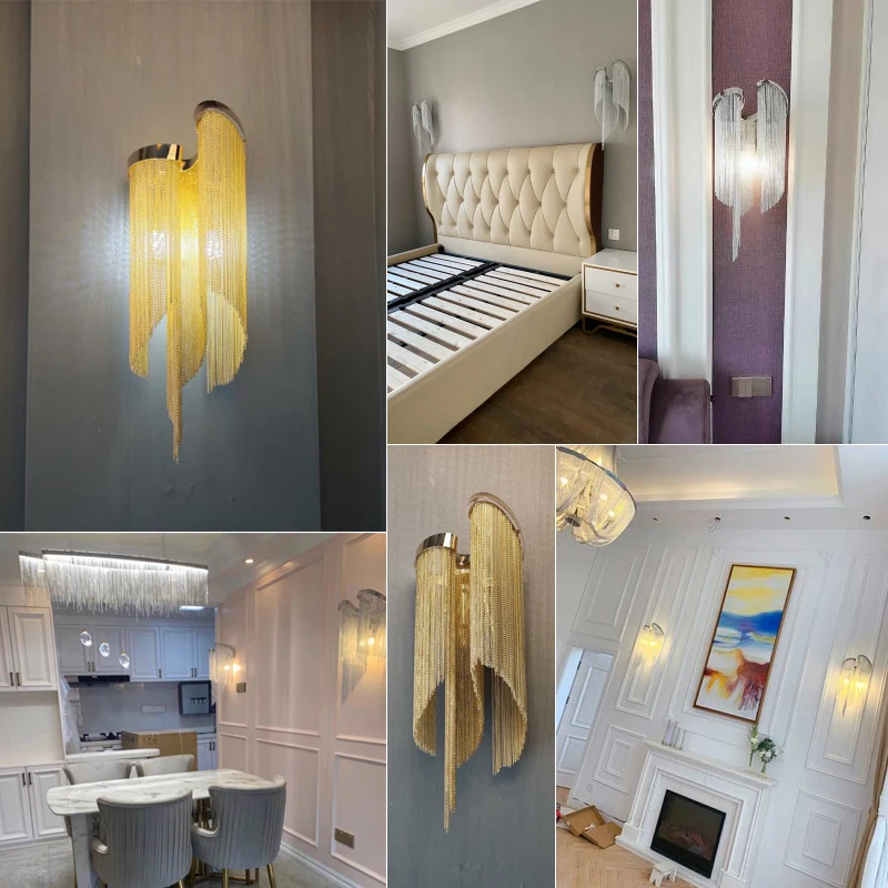 Šiuolaikinės sidabro sconces dekoratyvinės sienų lempos gyvenimo kambario Sienos lempa su aukso kutais, miegamasis Aliuminio sienos šviesos virtuvė