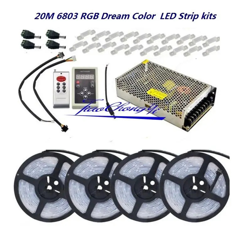 5050 RGB Svajonių Spalva 6803 LED Juosta +IC 6803 RF Nuotolinio Kontrolės +Maitinimo adapteris