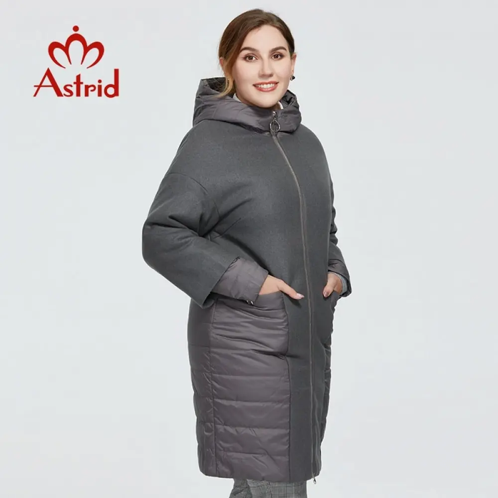 Astrid 2020 Naujas Rudens-Žiemos moteriškų paltų moterų šiltas ilgas parko mados plona Striukė su gobtuvu didelių dydžių moteriška apranga AM-2158