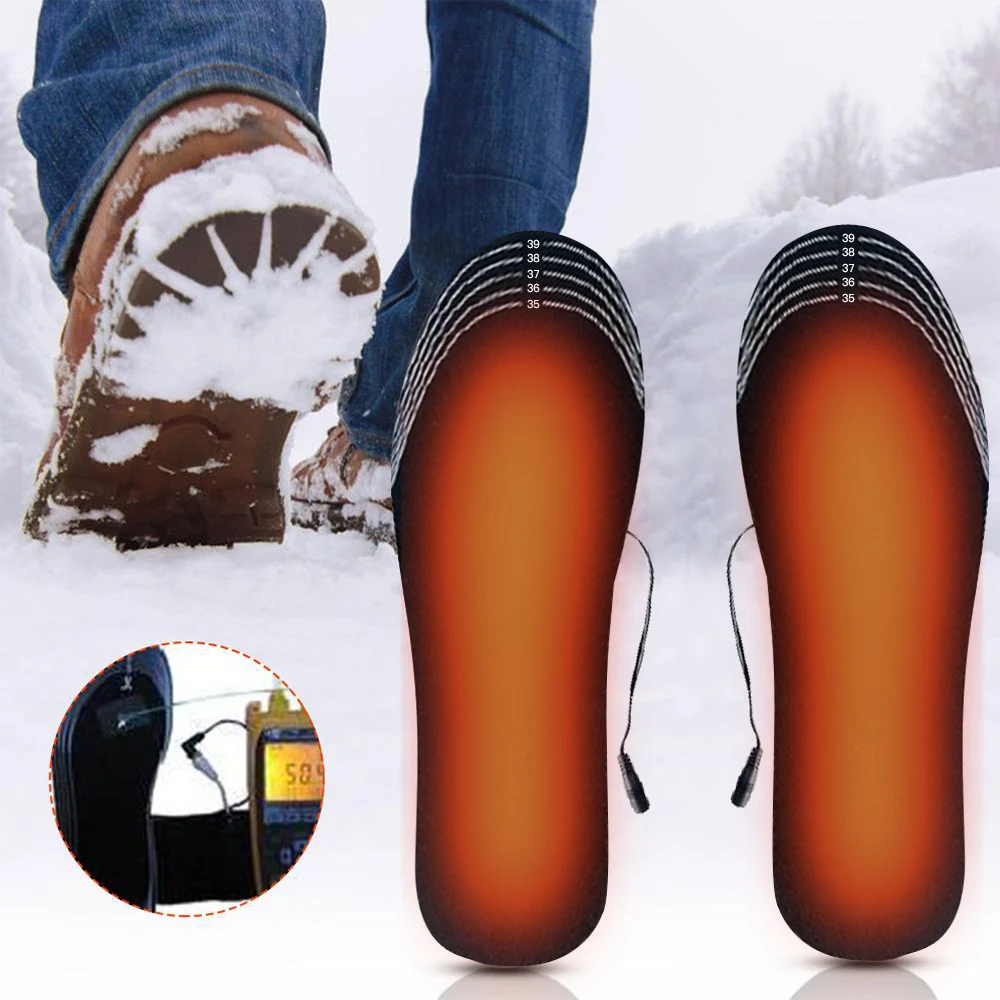 USB Šildomos Vidpadis Koja Atšilimo Trinkelėmis Kojų Šilčiau Kojinių Padas Šildymo Kilimėlis Batų Vidpadžiai Elektros Žiemos Lauko Sporto Žiemą Šilta, Karšta