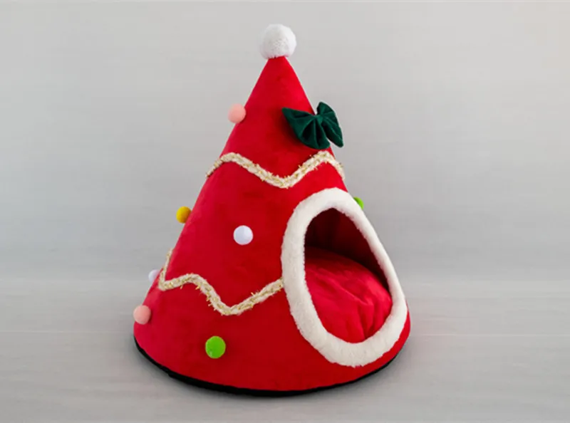 Žiemos, Žiemos, Kalėdų Skrybėlę Medžio Šunų Veislynas Šiltas tarpvalstybinių Naminių Reikmenys Sponge Kačių Prieglaudą Kūrybos Pet Palapinėje Santa Hat Formos