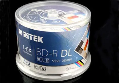 BD-R 50G 10vnt - RITEK BD-R 1-50GB 6X BDR Disko versija Spausdinimui Blue-ray BD-R Tuščią diską Ritek (Taivanas)