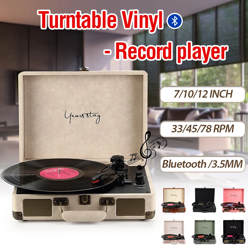 Vinyl Turntable Grotuvas LP Diskų 33/45/78 RPM 