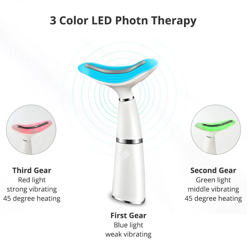 Elektros LED Fotonų Terapija Veido, Kaklo Raukšlių Valiklis Šilumos Vibracijos Veido Odos Kėlimo Ir Sugriežtinti Grožio Priežiūros Massager
