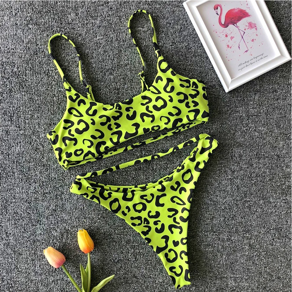 OMKAGI Prekės Leopard Bikini maudymosi kostiumėlis Moterims maudymosi Kostiumėliai, Biquinis Plaukimo Maudymosi Kostiumas, Paplūdimio Sexy Push Up Bikini Komplektas 3 spalvų