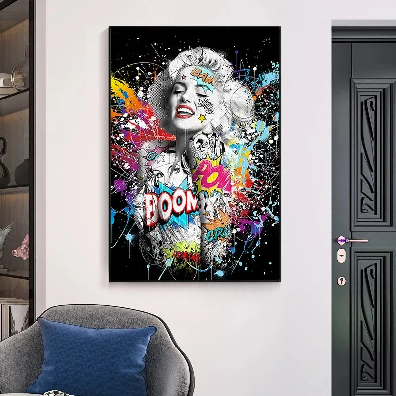 Akvarelė Grafiti Marilyn Monroe fonai Pop Art Plakatai Seksualus Portretas Drobė Sienos Nuotraukas Gatvės Meno Namų Dekoro