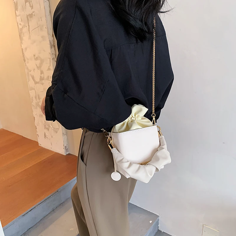 Moterų krepšiai dizainerio Mados tendencija raišteliu kibirą moterų maišelis mažas grandinės moliusko geldele lady rankinėje lauke krepšys 2020 naujas