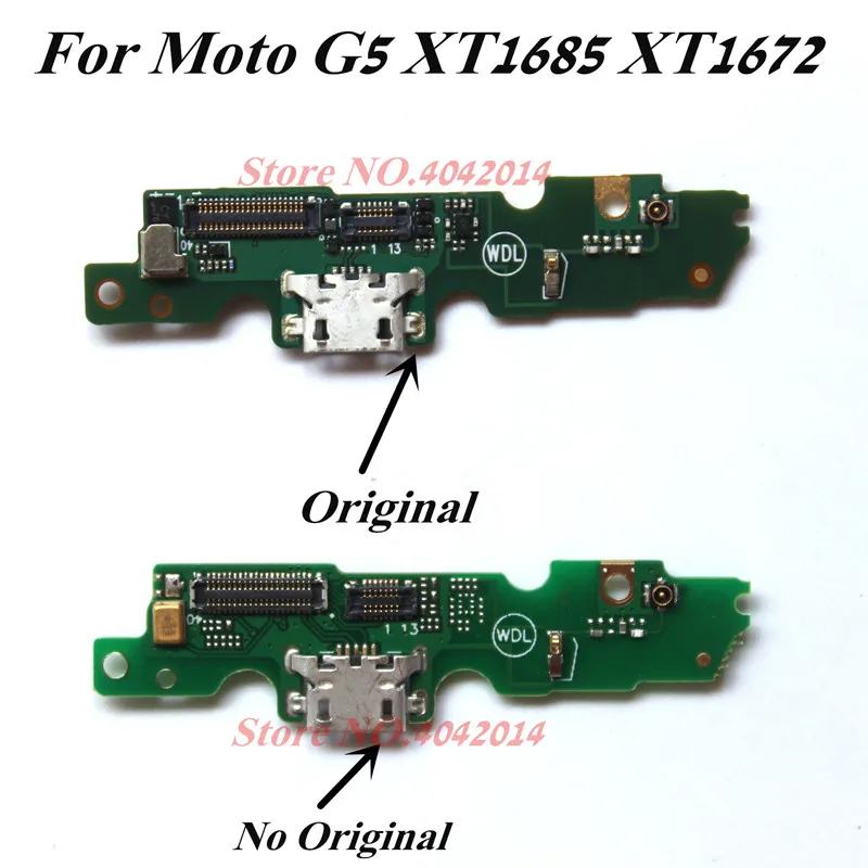 2 vnt Naujus USB Įkrovimo lizdas Valdybos Dokas modulis+ Mikrofono Jungtis, Flex kabelis Moto G5 XT1685 XT1672 Pakeitimo sparts