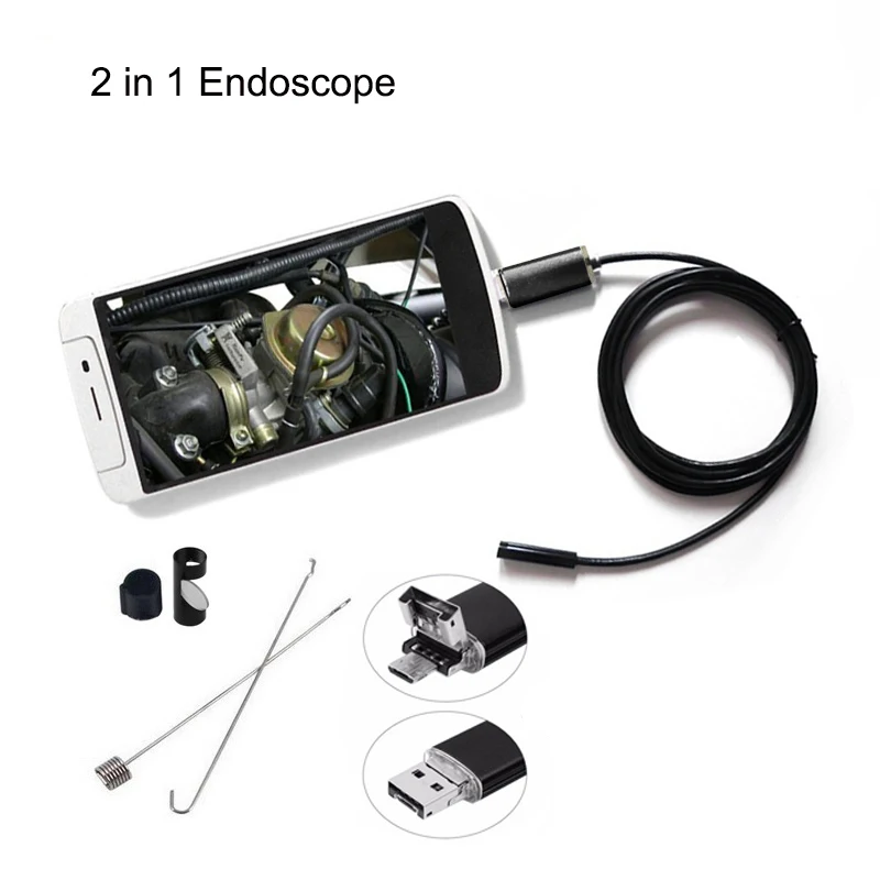 AN99 2in1 7mm Objektyvas Endoskopą camere 640 * 480 6LED Vandeniui USB Kamera, Sunku Kabeliu, skirta 