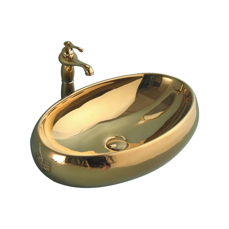 Aukso arba Sidabro spalvos, Ovalo formos Vonios kambarys Laivo Kriaukle Praustuvas Virš Counter Baseino Keraminės Kriauklės Meno Baseino apsiplovimo
