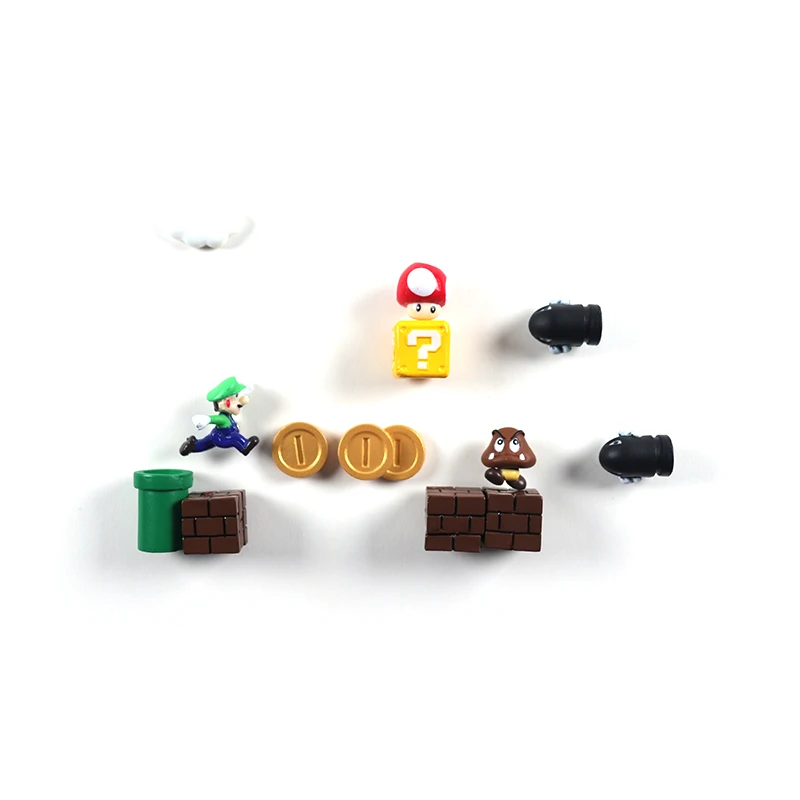 9-18 Vnt 3D Super Mario Derva, Šaldytuvas Magnetai, Žaislai Vaikams, Namų Dekoravimo, Ornamentų Figūrėlės Sienos Mario Magnetas Kulkos Plytos
