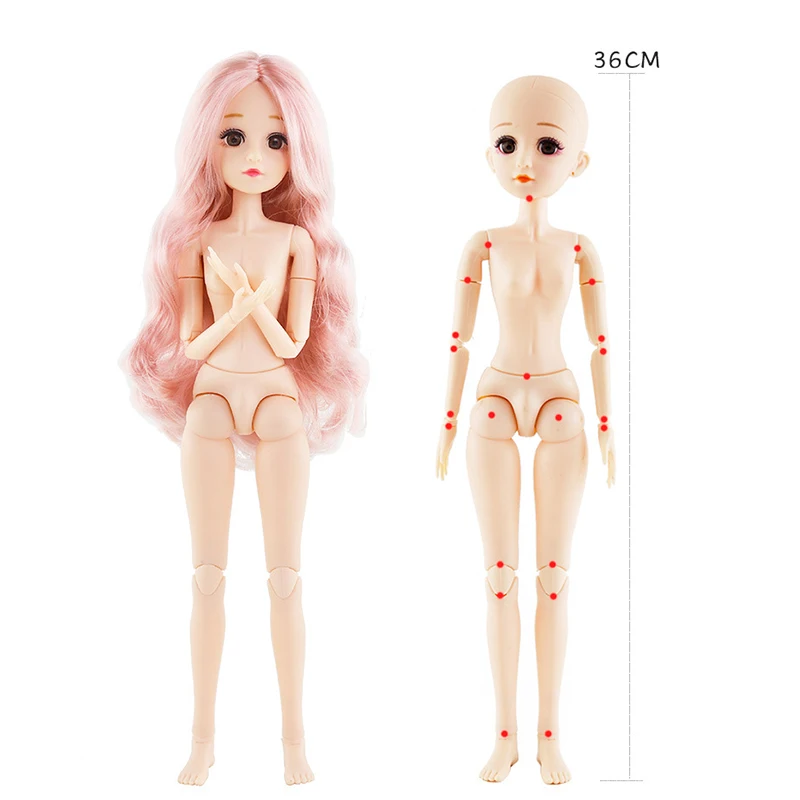 Naujas ne didesnis kaip 36 cm BJD Doll 22 Bendrą Makiažas Lėlės 4D Akių Nuogas Kūnas Banguoti, Ilgi Plaukai Brandus Mados 