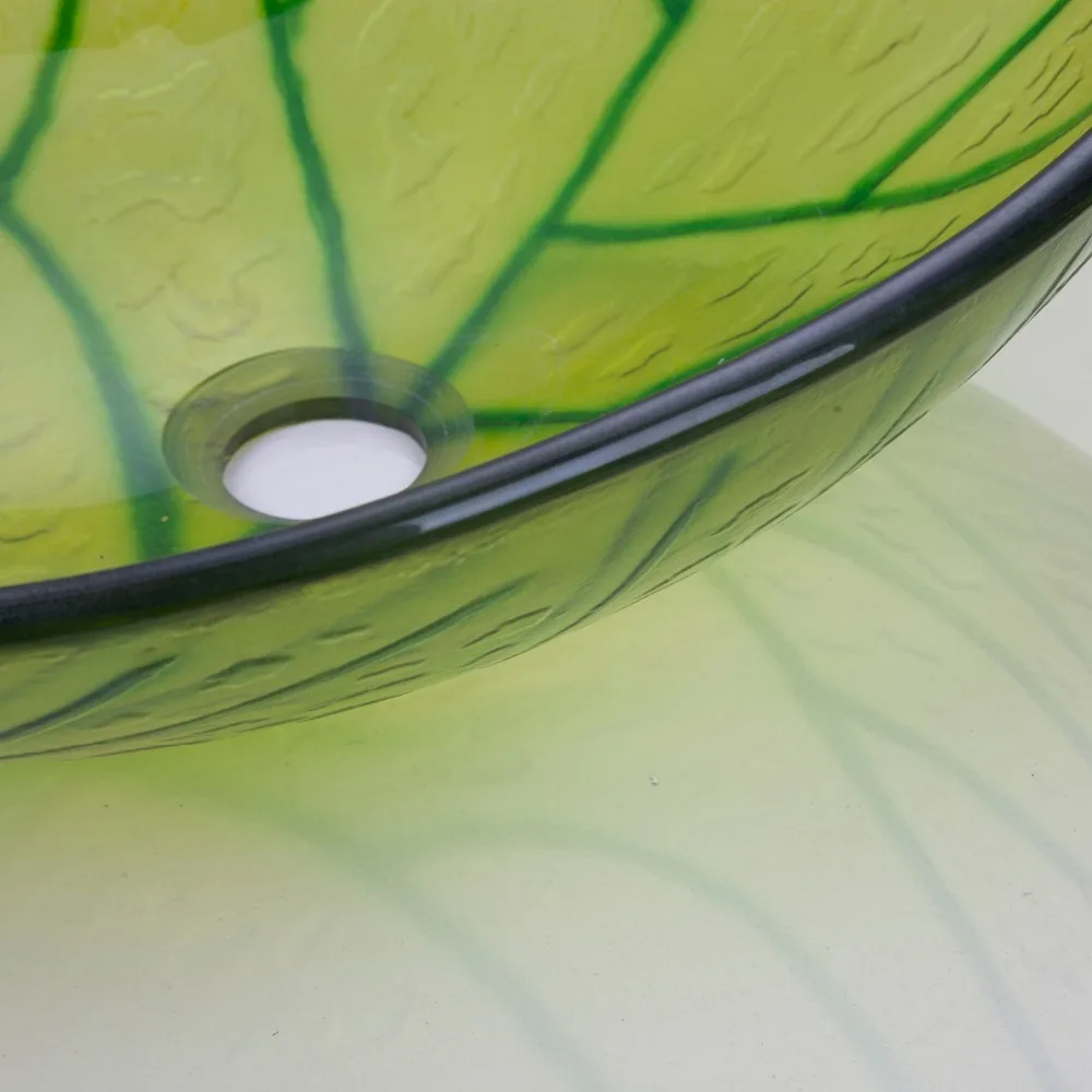 KEMAIDI JAV Žaliosios Lapinės Praustuvas Grūdintas Stiklas Laivo Kriaukle Žalvario Vonios kambarys Stiklo Kriauklė Nustatyti 