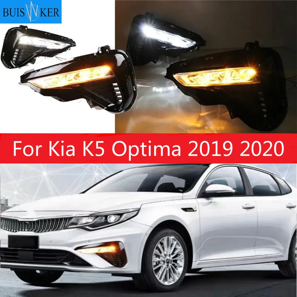 1pair Už Kia K5 Optima 2019 2020 LED DRL Šviesos važiavimui Dieną Dienos šviesos Signalas rūko žibinto Optikos Auto Ratai žibintai