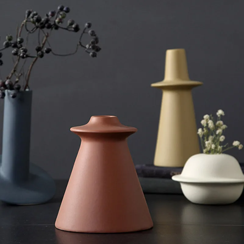 Šiaurės netaisyklingos geometrinės Morandi vaza keramikos apdaila kūrybos matinio kambarį džiovintų gėlių vaza paprasta apdaila
