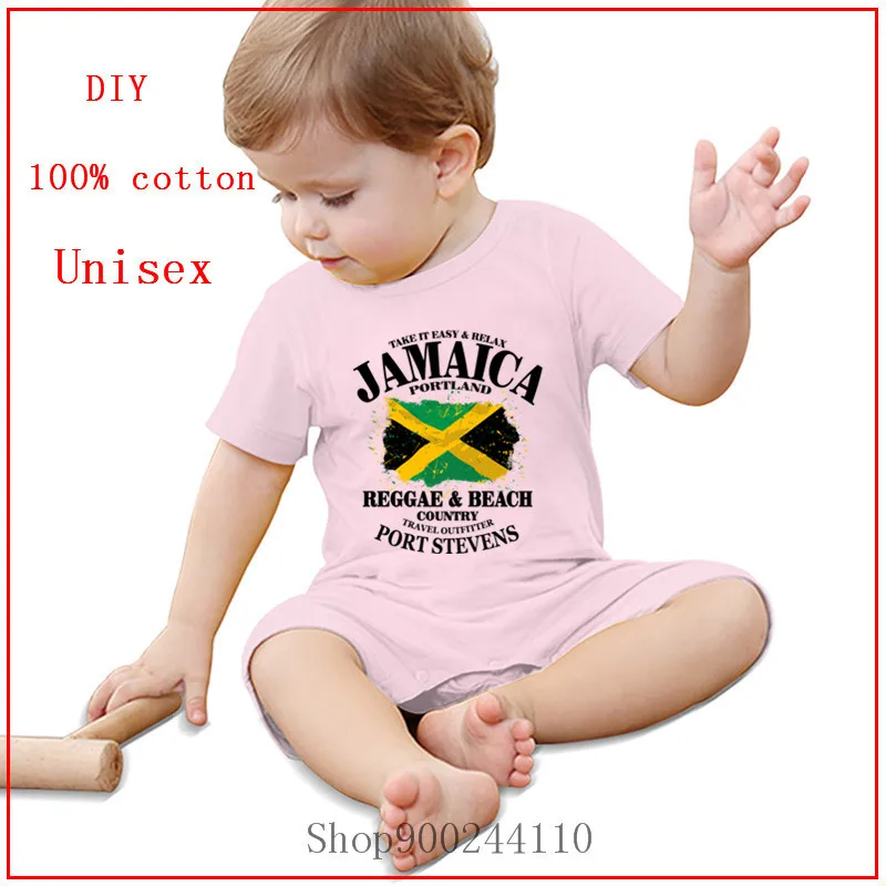 Kūdikių Naujagimių Reggae&Beach Šalyje-Jamaika Portland Vėliavos Kūdikių Bodysuit Mergaitės Berniukai Trumpas Rankovėmis Rompers Jumpsuit Apranga, Drabužiai