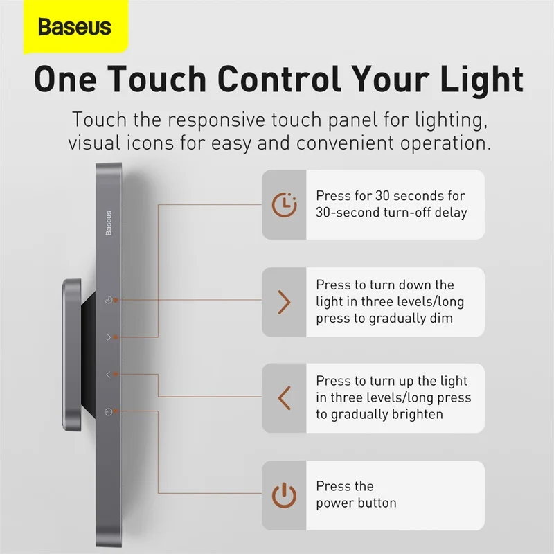 Baseus LED Stalo Lempa Magnetinio Stalo Lempos Kabo Wireless Touch Naktį Šviesos Tyrimas Lempa Tolygus Reguliavimas USB Šviesos