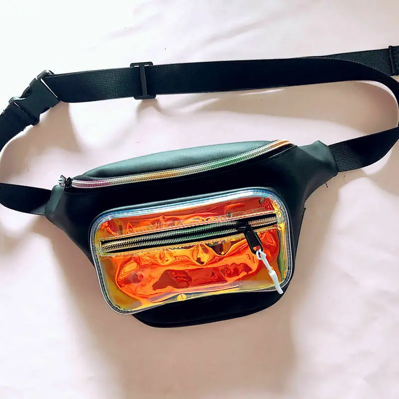 2019 naujas holografinis lazeris moterų juosmens krepšys PU oda atspari vandeniui mados fanny pack atsitiktinis lauko sporto krūtinės krepšys