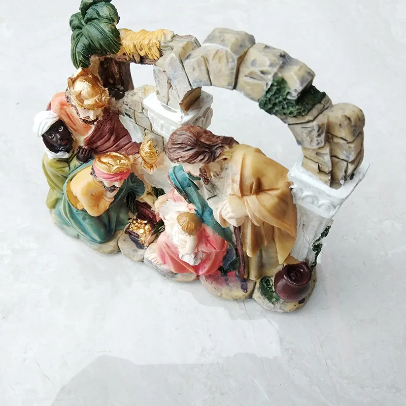 Dropshipping Šventosios Šeimos Figūrėlės Kūrybos Kalėdos Ėdžiose Mergelės Marijos Statula Polyresin Dovanos Katalikų Skulptūra Namų Puošybai