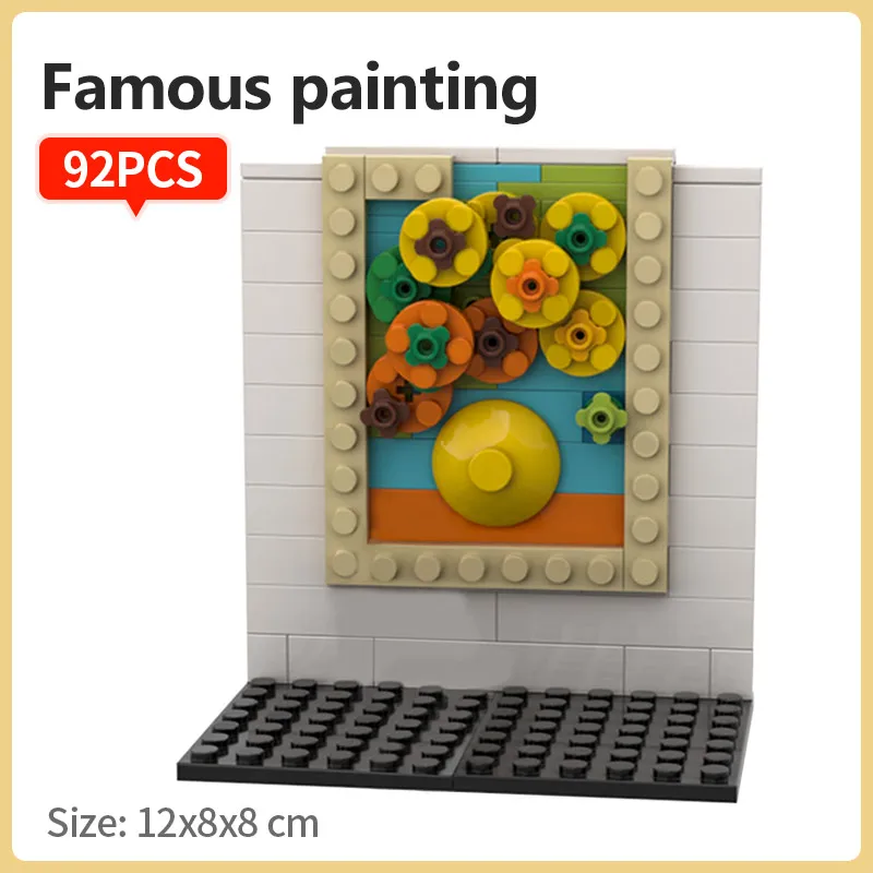 SS Pixel Art Plytų Mini Kūrybinės Pasaulyje Žinomų Tapybos Serijos Blokai Saulėgrąžos Van Gogh Vaikai 