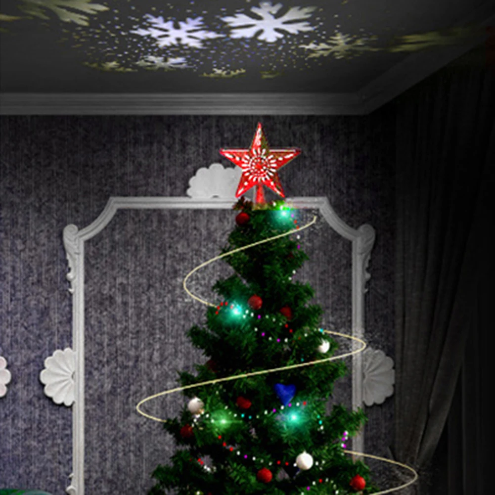 Kalėdų Eglutė Topper LED Star Viršų Šviesos ES/JAV/UK Plug Projekcija Lempos Šviesos Aukso Šalis Romantiškas Kalėdų Dekoracijos namams