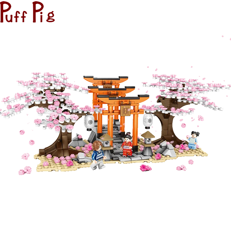 647Pcs Blokai Sakura Chidori Japoniško stiliaus Scenarijų Modeliavimas Miestas Draugais Duomenys Plytų Princesė Žaislai