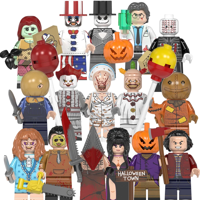 Helovinas Siaubo Kūrimo Bloką Duomenys Pumpking Jack Skellington Zombie Goast Vampyrai Ragana Dovana Plytų Žaislų Vaikams