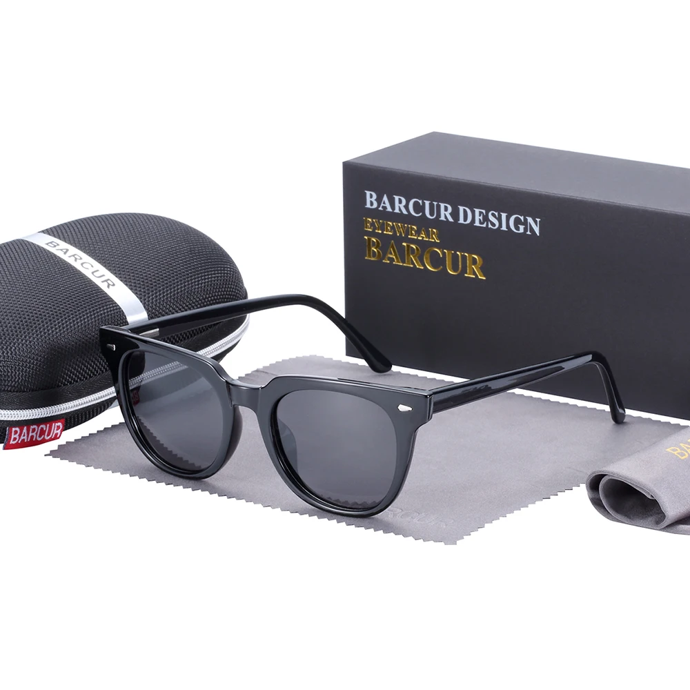 BARCUR Originalus TR90 Akiniai nuo saulės Vyrams Poliarizuota Moterų Aikštėje Saulės akiniai Skaidrūs Oculos lunette de soleil 