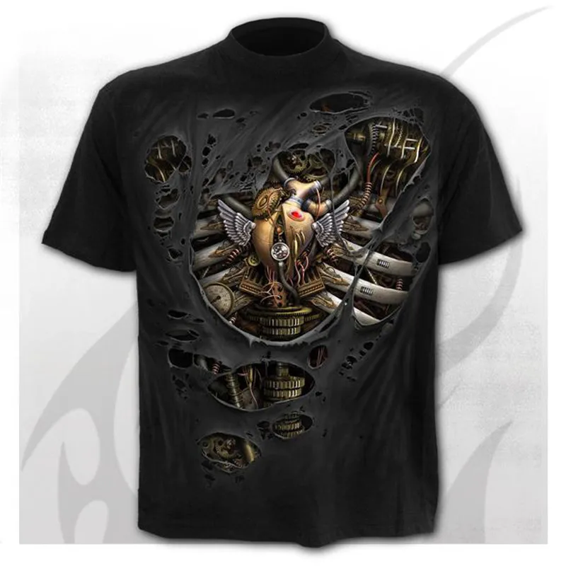 Camiseta De Calavera Para Hombre, Camiseta De Esqueleto, Camiseta Punk Rock, Camiseta Con armas, 3d Camiseta Con Estampado, Ropa