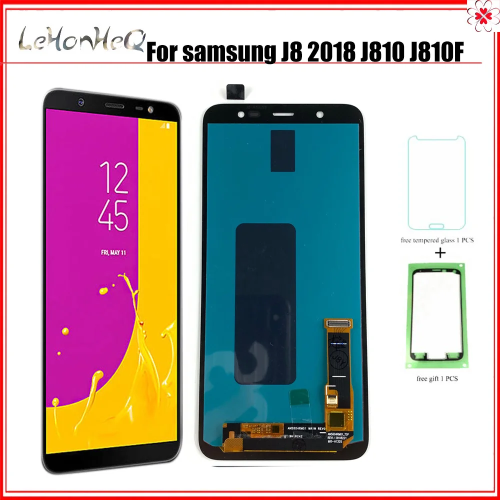 OLED J8 2018 J810 LCD Samsung Galaxy J8 2018 J810 J810F J810Y J810G LCD Ekranas Jutiklinis Ekranas skaitmeninis keitiklis Asamblėja